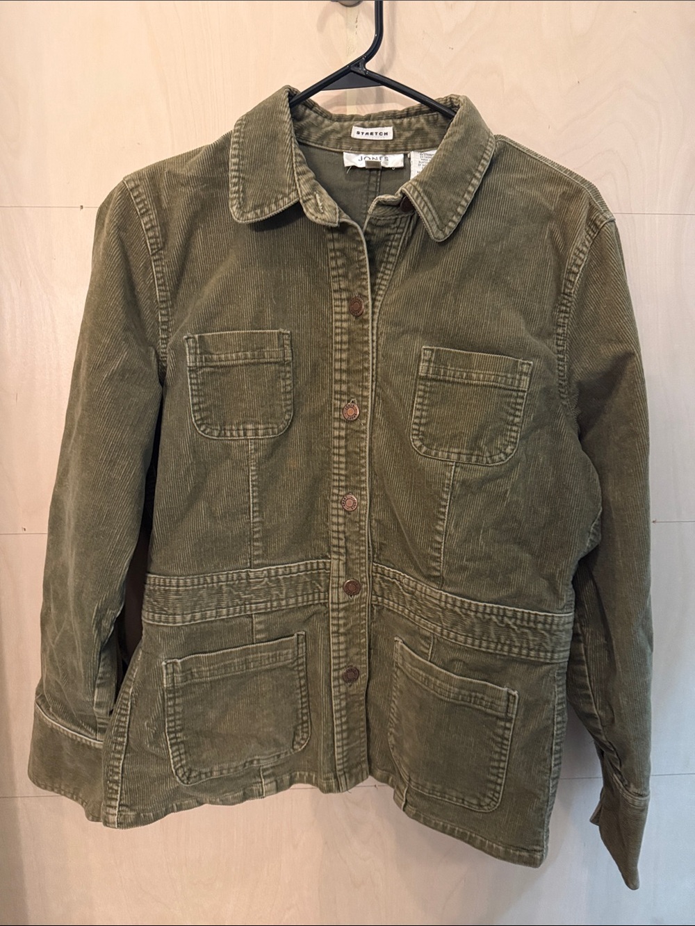 Vintage-Inspired Olive Utility Corduroy Jacket